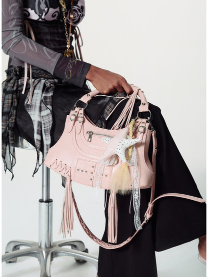 Contrast Star Heart Braided Bag - hanging Necklace