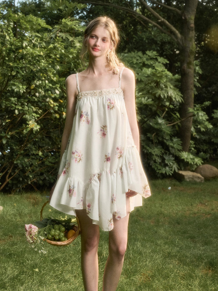 Irregular Lace Puff Dress - CHINASQUAD