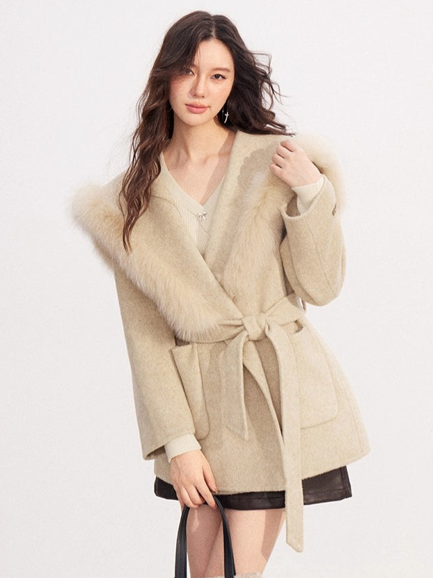 Oversized Wool-Blend Wide-Collar Coat