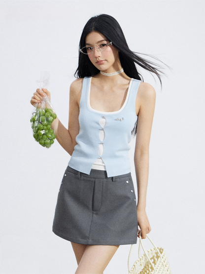 Layered Illusion Knit U-Neck Tank Top