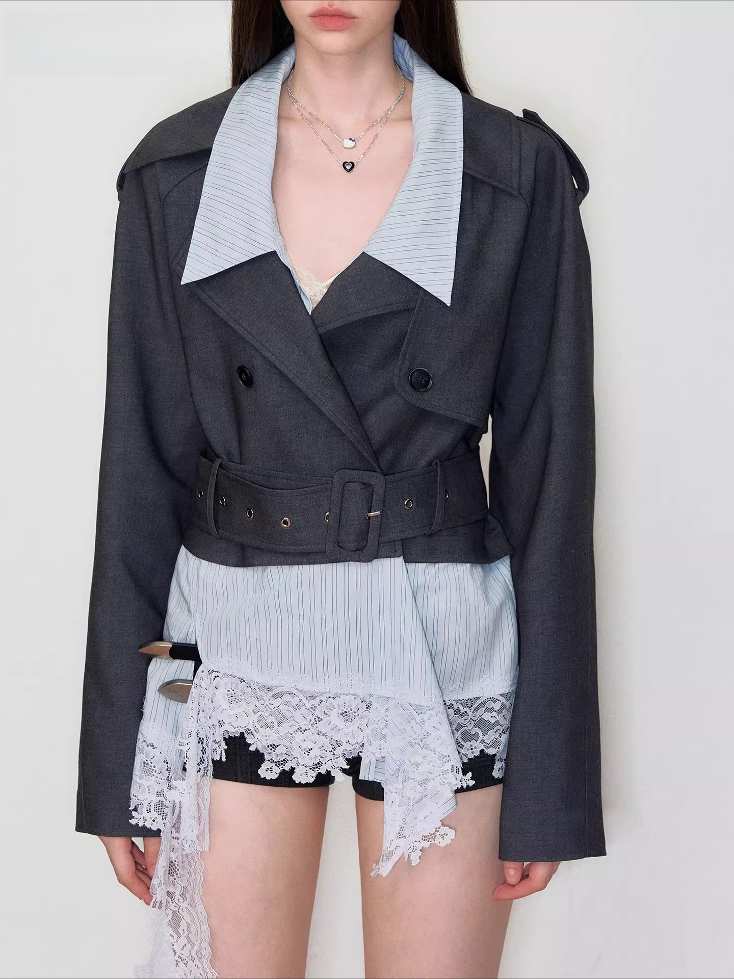 Detachable Faux Layered Blazer Jacket