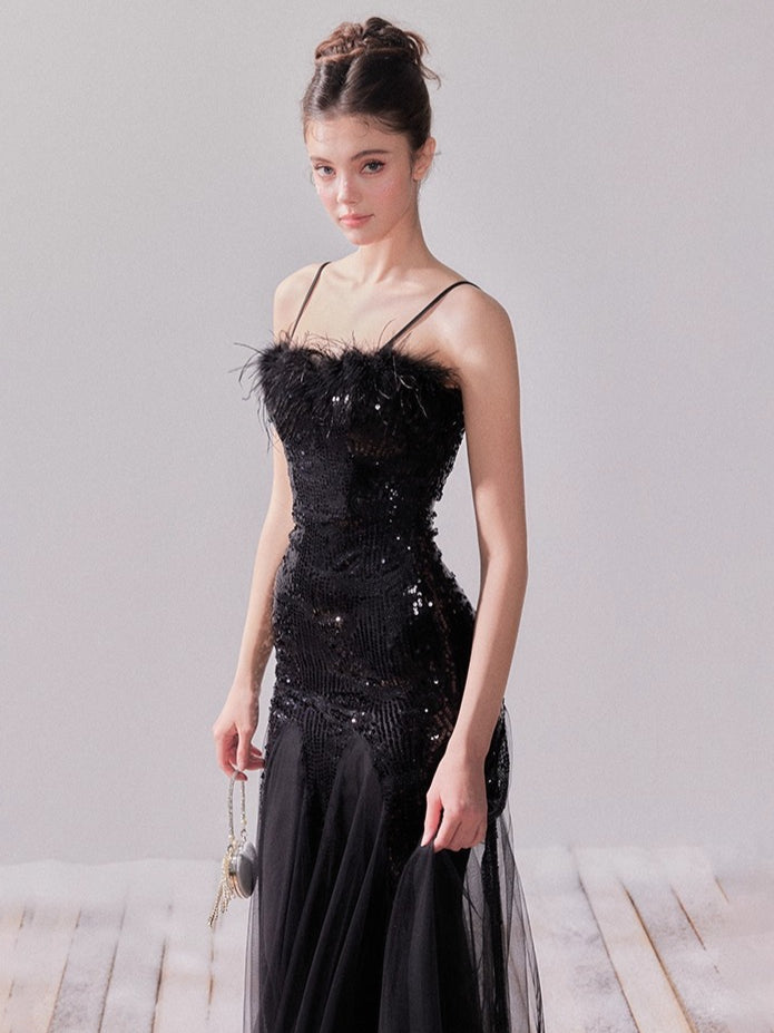 Starlit Pearl Sequin Mesh Mermaid Gown