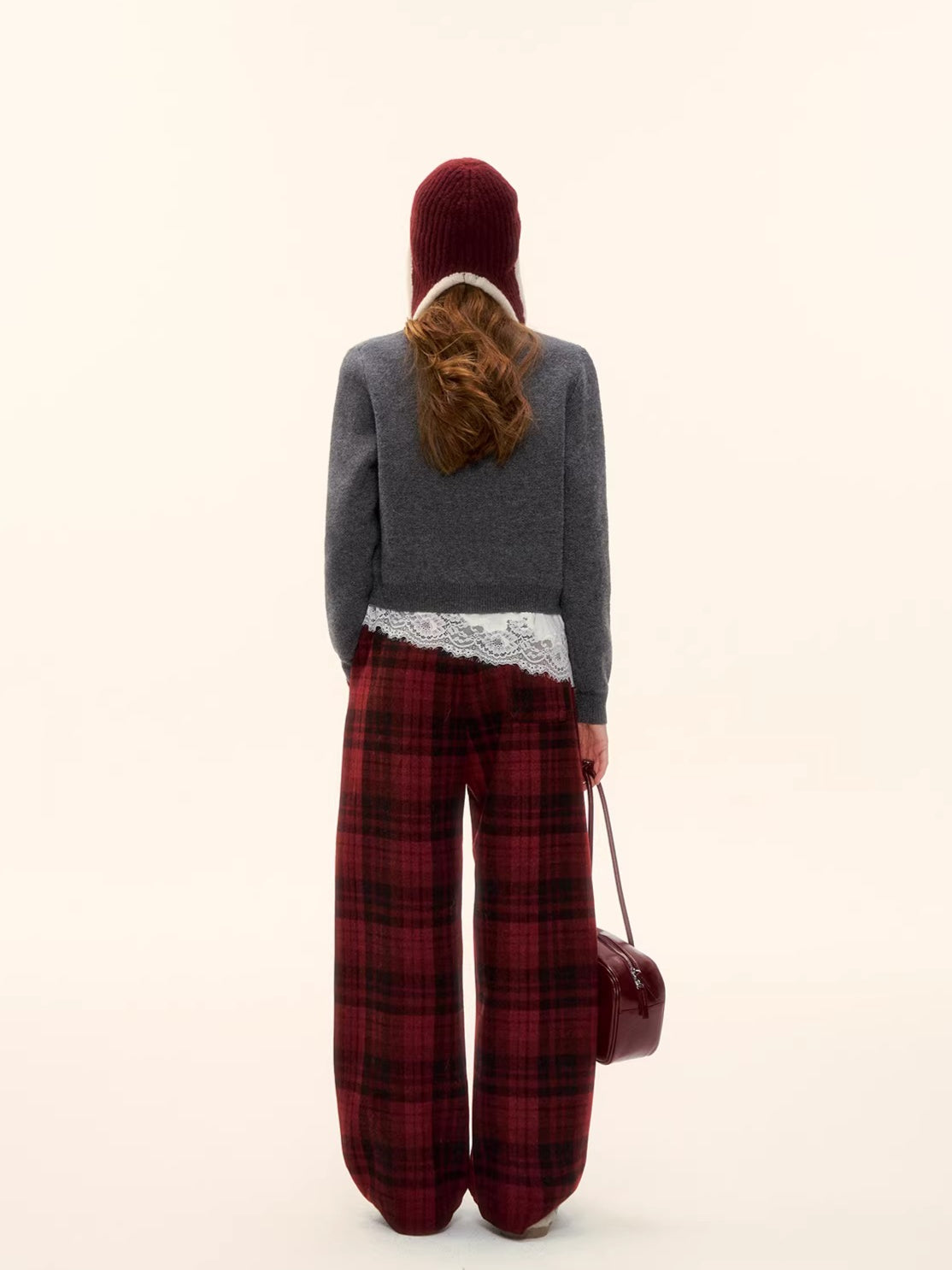 Vintage Wool-Blend Drawstring Wide-Leg Pants