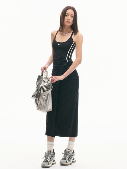 Color Block Casual Slimming Waist Mid-Length Dress