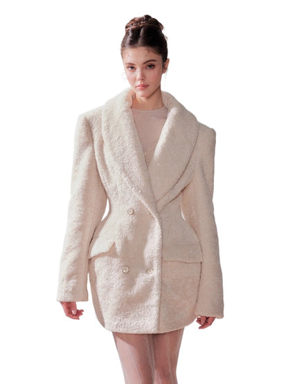 Cedar White Tea Shearling Belted Jacket