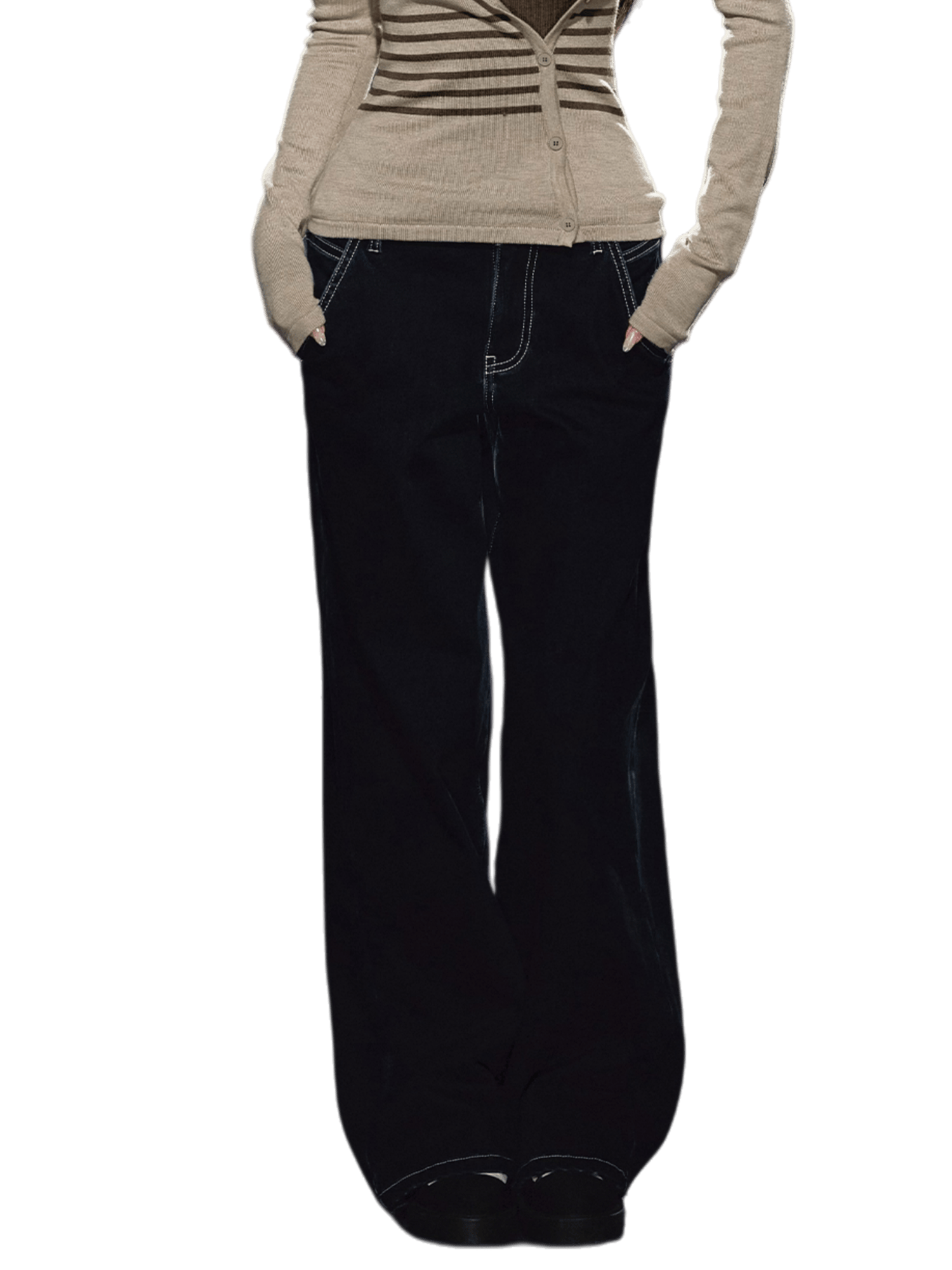 High-Waist Heart Pocket Straight-Leg Jeans