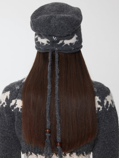 Fair Isle Pony Jacquard Knit Beanie