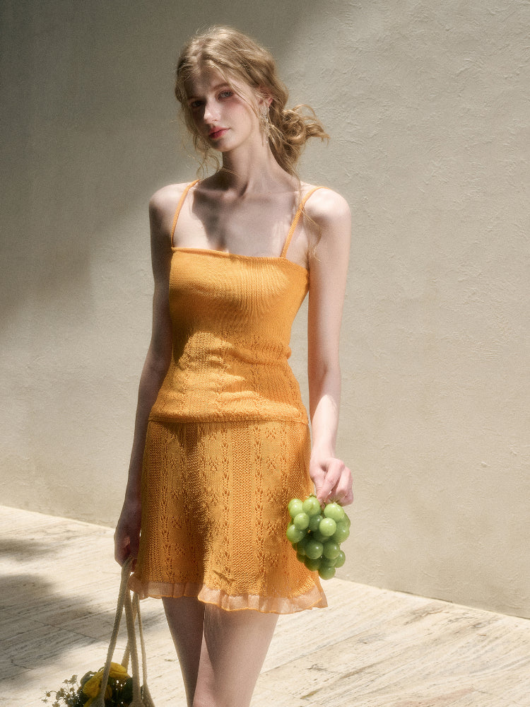 Cool Fabric Knitted Blouse &amp; Skirt Set