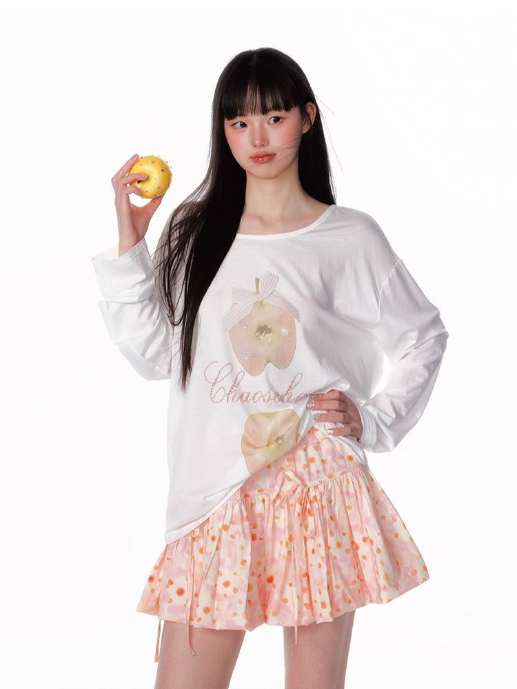 Bow Tie Waist Floral Bubble Skirt