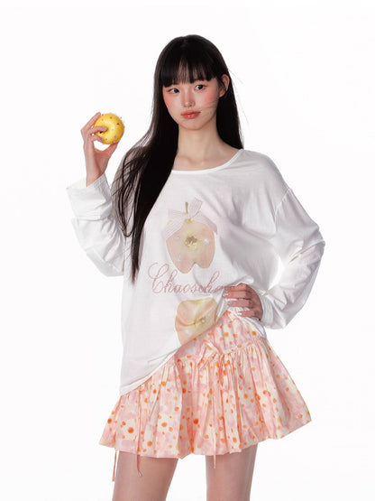 Bow Tie Waist Floral Bubble Skirt