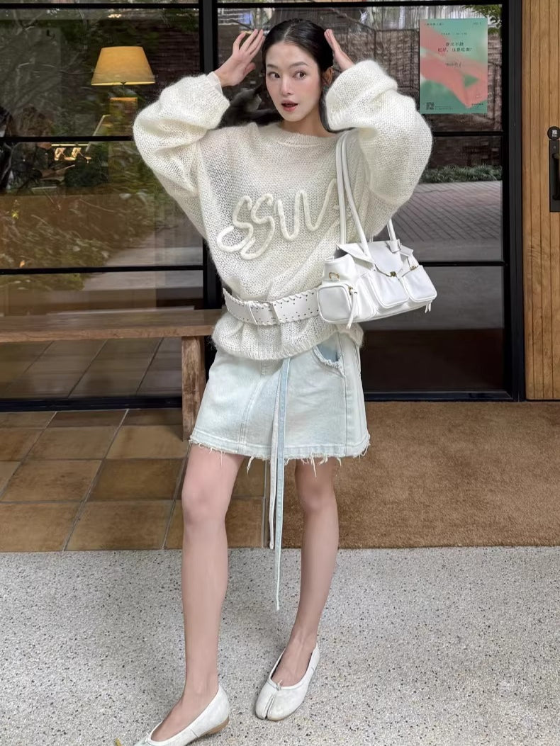 Mohair-Blend Oversized Knit Sweater