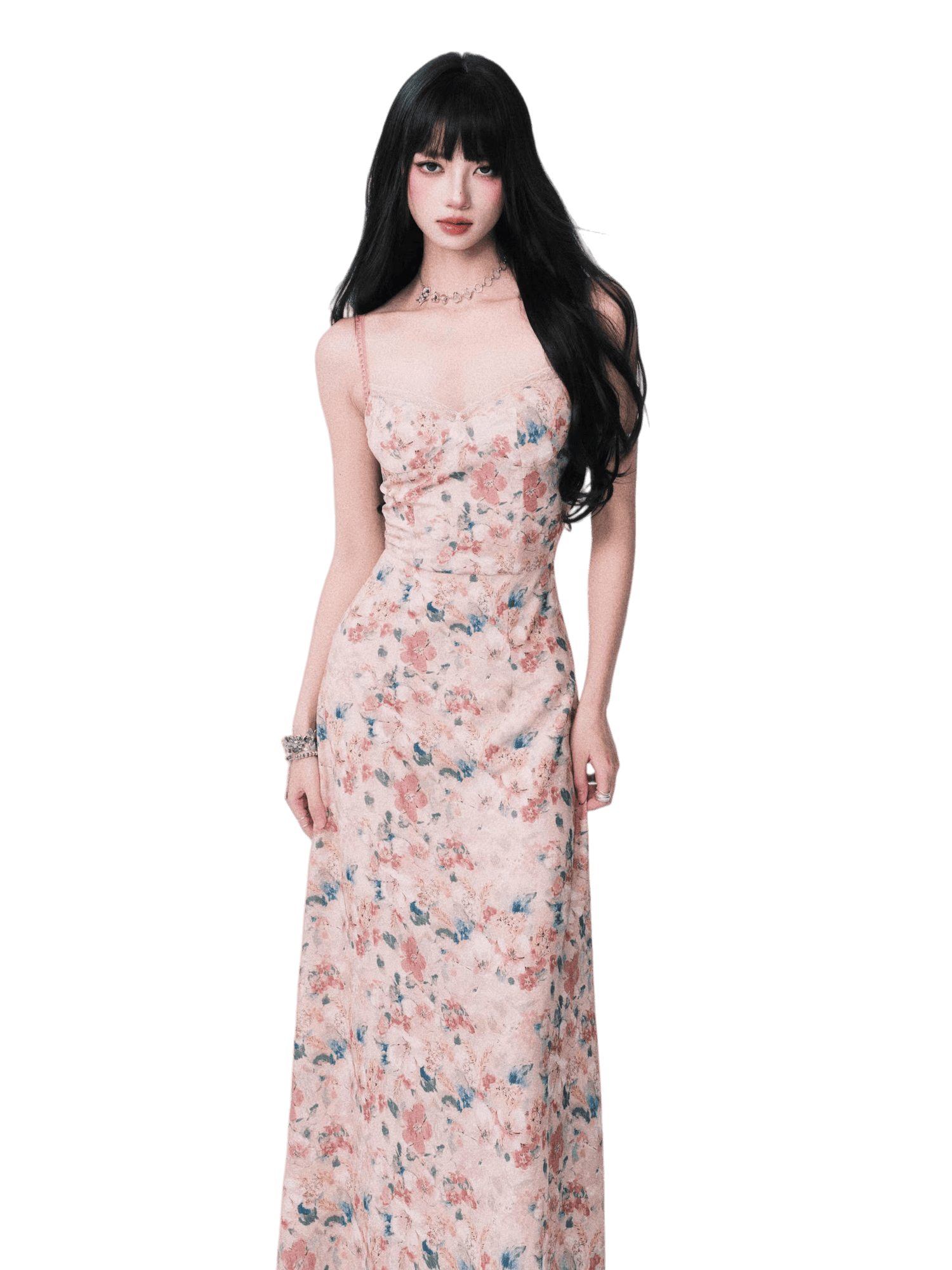 Floral French Vacation Slip Maxi Dress