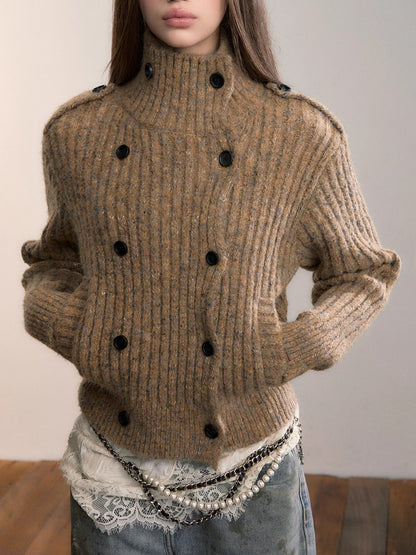 Multicolor Yarn Turtleneck Knit Turtleneck