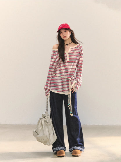 Multi-wear Striped Knit Top