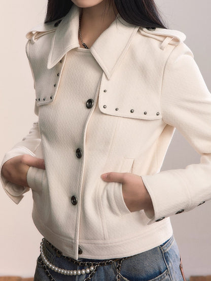 Studded Edge Cropped Fitted Jacket