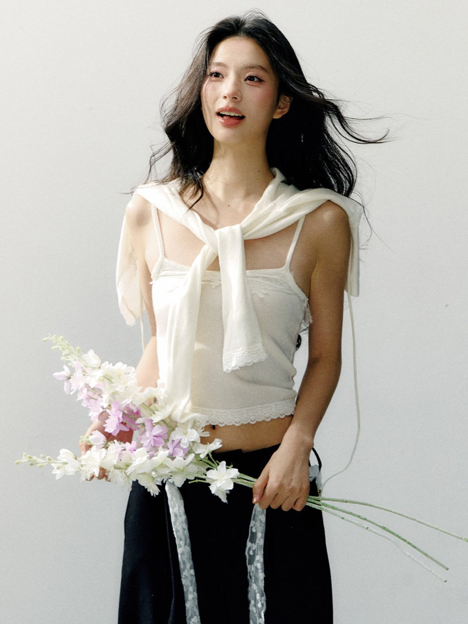 Sheer Shirt &amp; Inner Layer Two-Piece Set