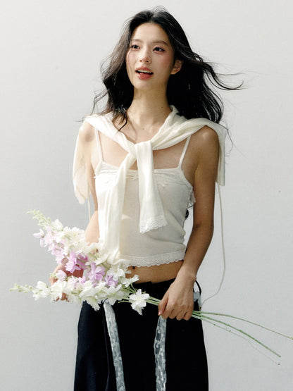 Sheer Shirt &amp; Inner Layer Two-Piece Set