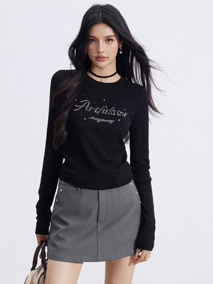 Embellished Soft Knit Long Sleeve T-Shirt