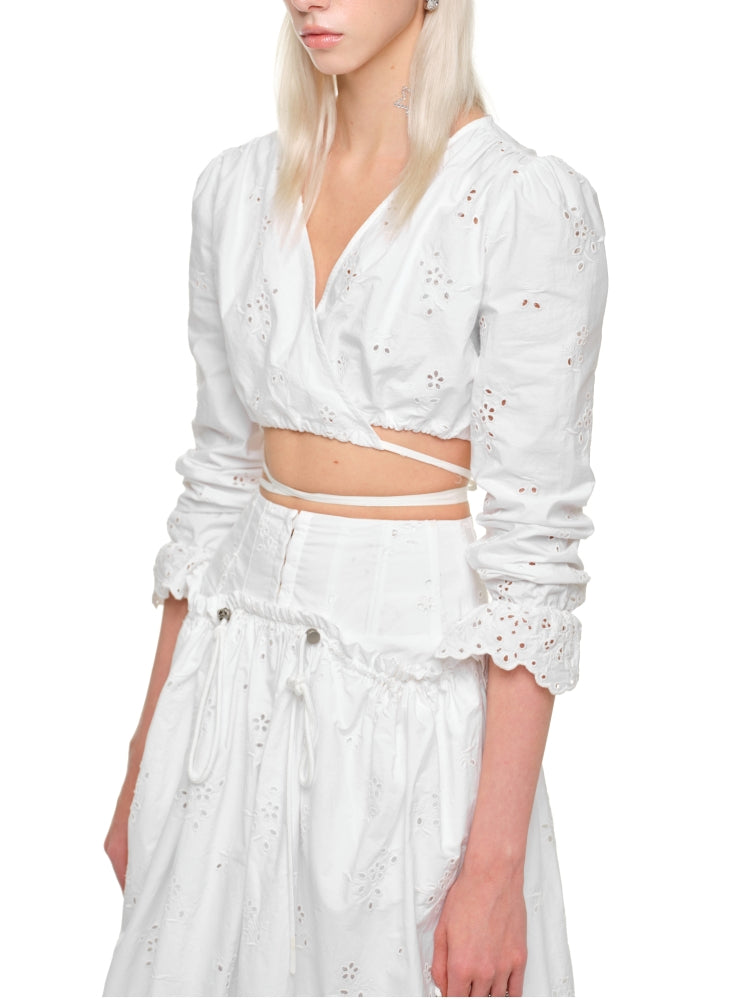 White Hollow Jacquard Shirt