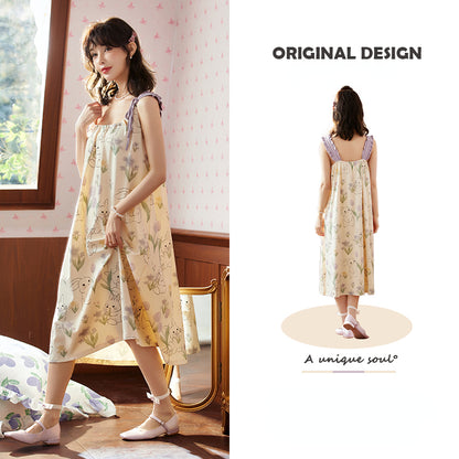 Apricot Cotton Strap Tie Nightdress