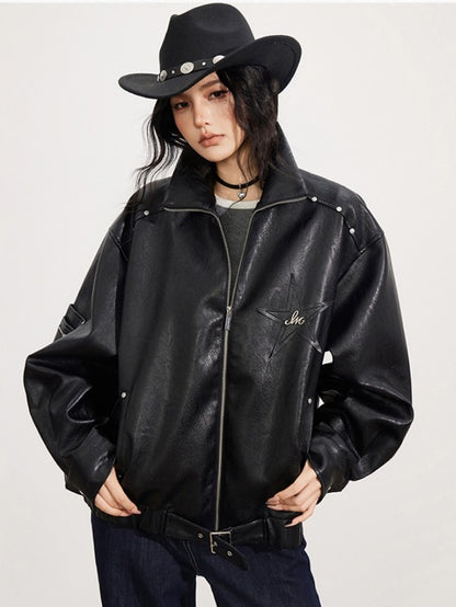 Zipper Moto Leather Jacket