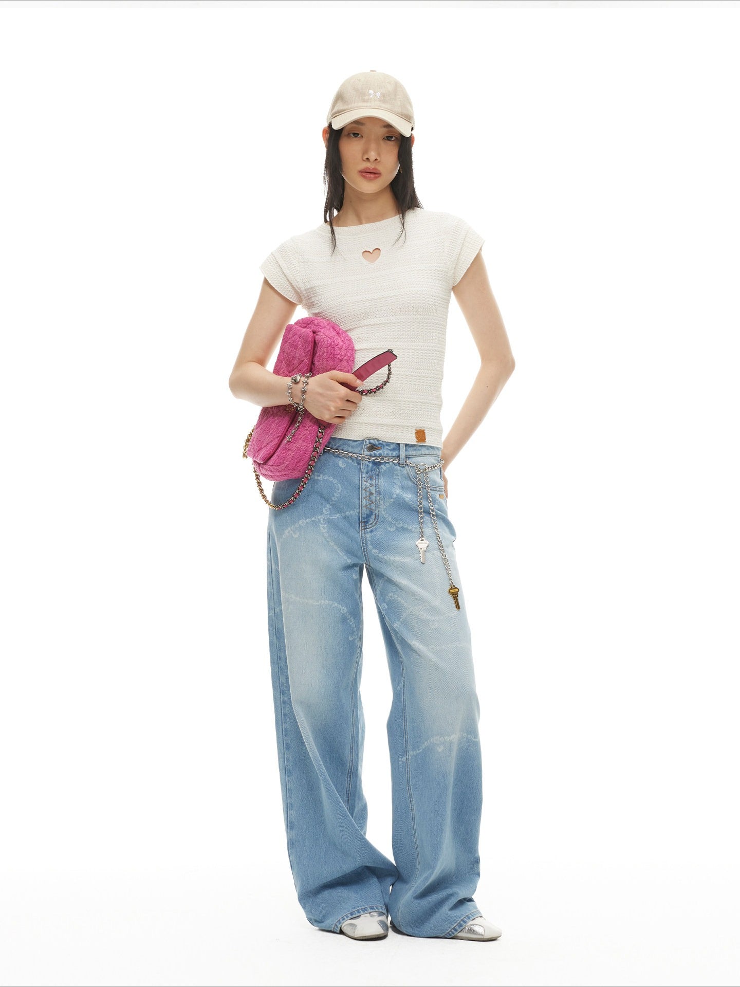 Beverly Washed Wide-Leg Denim Trousers