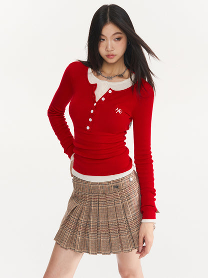 Plaid High-Waist A-Line Skirt