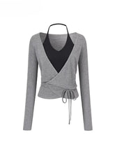 Fake Two-Piece Color-Blocked Strappy T-Shirt - CHINASQUAD