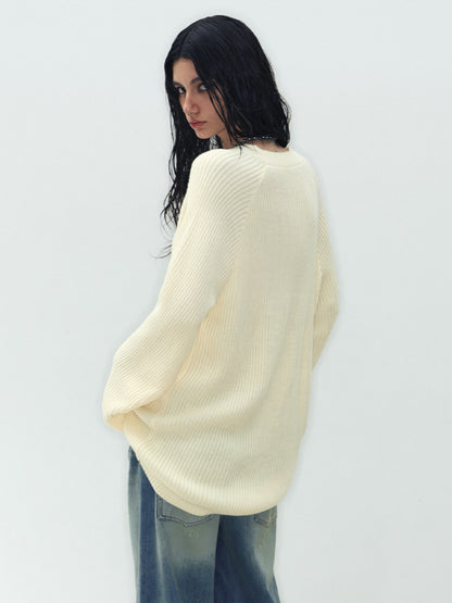 Relaxed Dropped Shoulder Knit Sweater