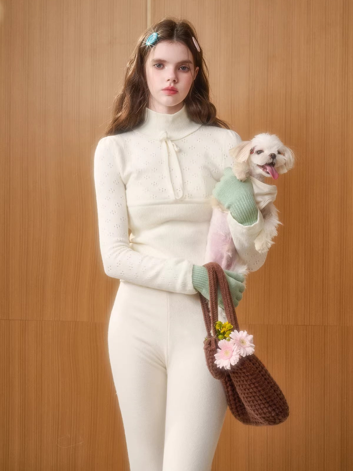 Wool-Blend Hollow Knit Base Layer