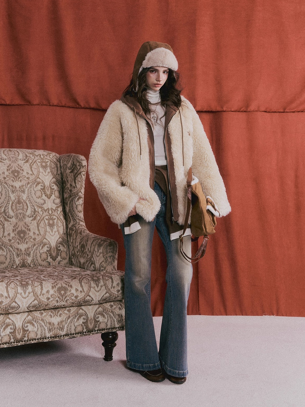 Faux Shearling Patchwork Oversized Jacket