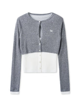 Fake Two-piece Layered Contrast-color Cardigan - CHINASQUAD