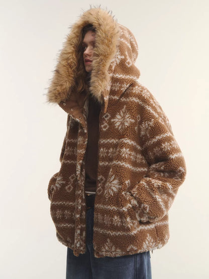 Fur Collar Fleece Hooded Jacket