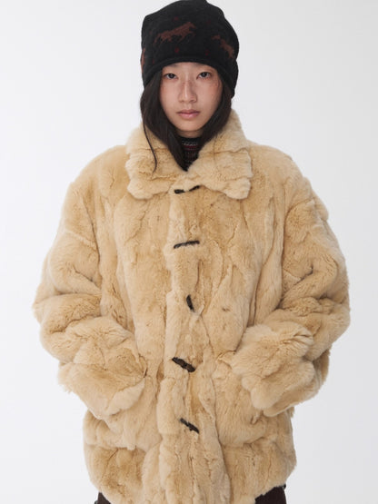 Heavycrafted Rex Rabbit Fur Panel Shirt Jacket