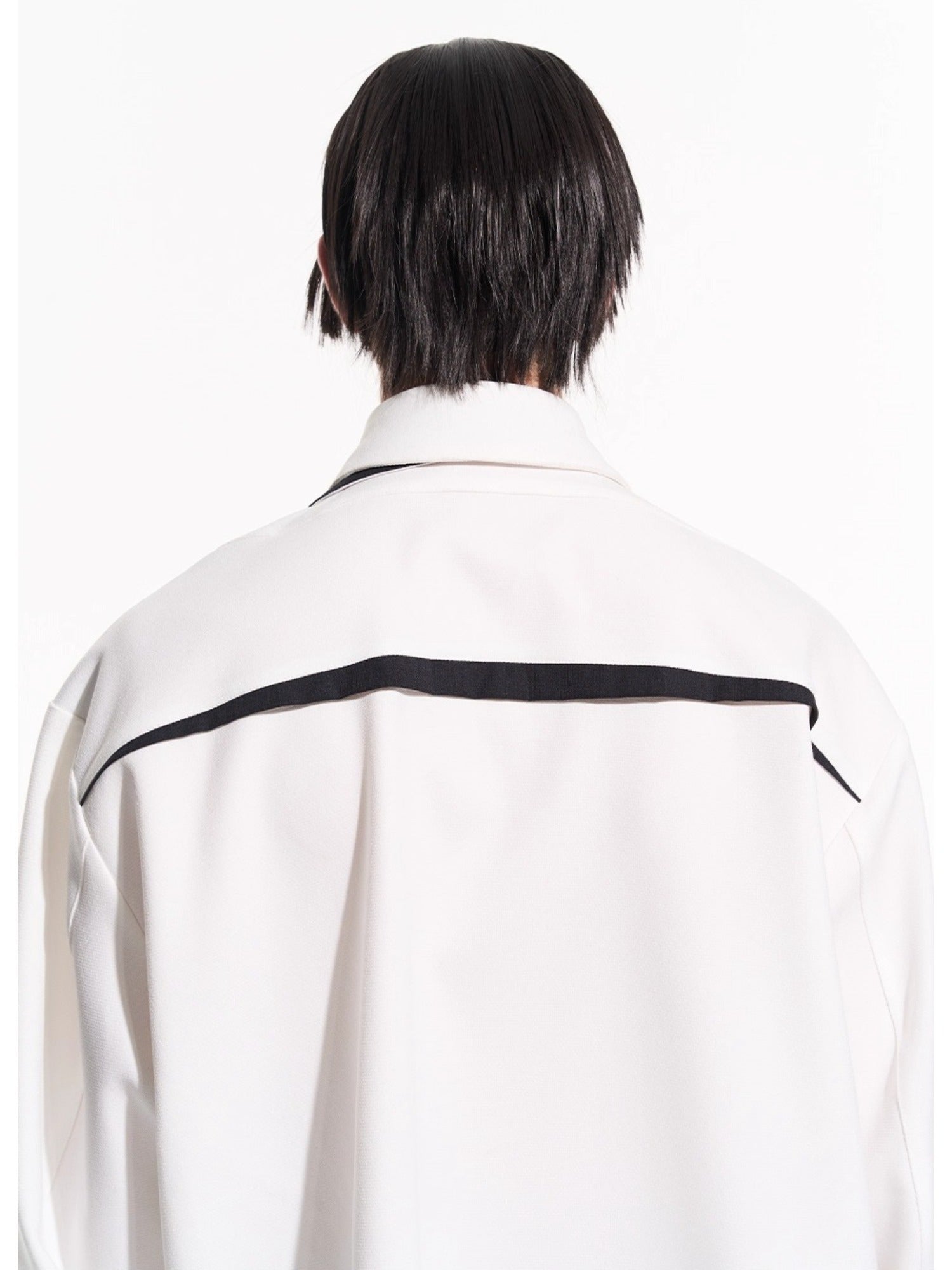 Layered Contrast Multi-Collar Asymmetric Shirt
