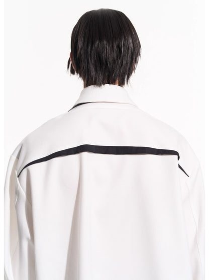 Layered Contrast Multi-Collar Asymmetric Shirt