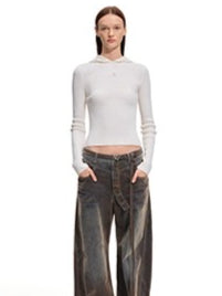 Terracotta Velvet-Washed Wide-Leg Jeans