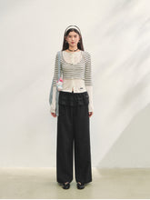 Two-piece Double-layer Ruffle Tie Straight Pants - CHINASQUAD