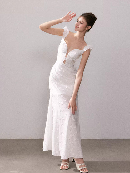 Mist Blossom Lace Maxi Dress