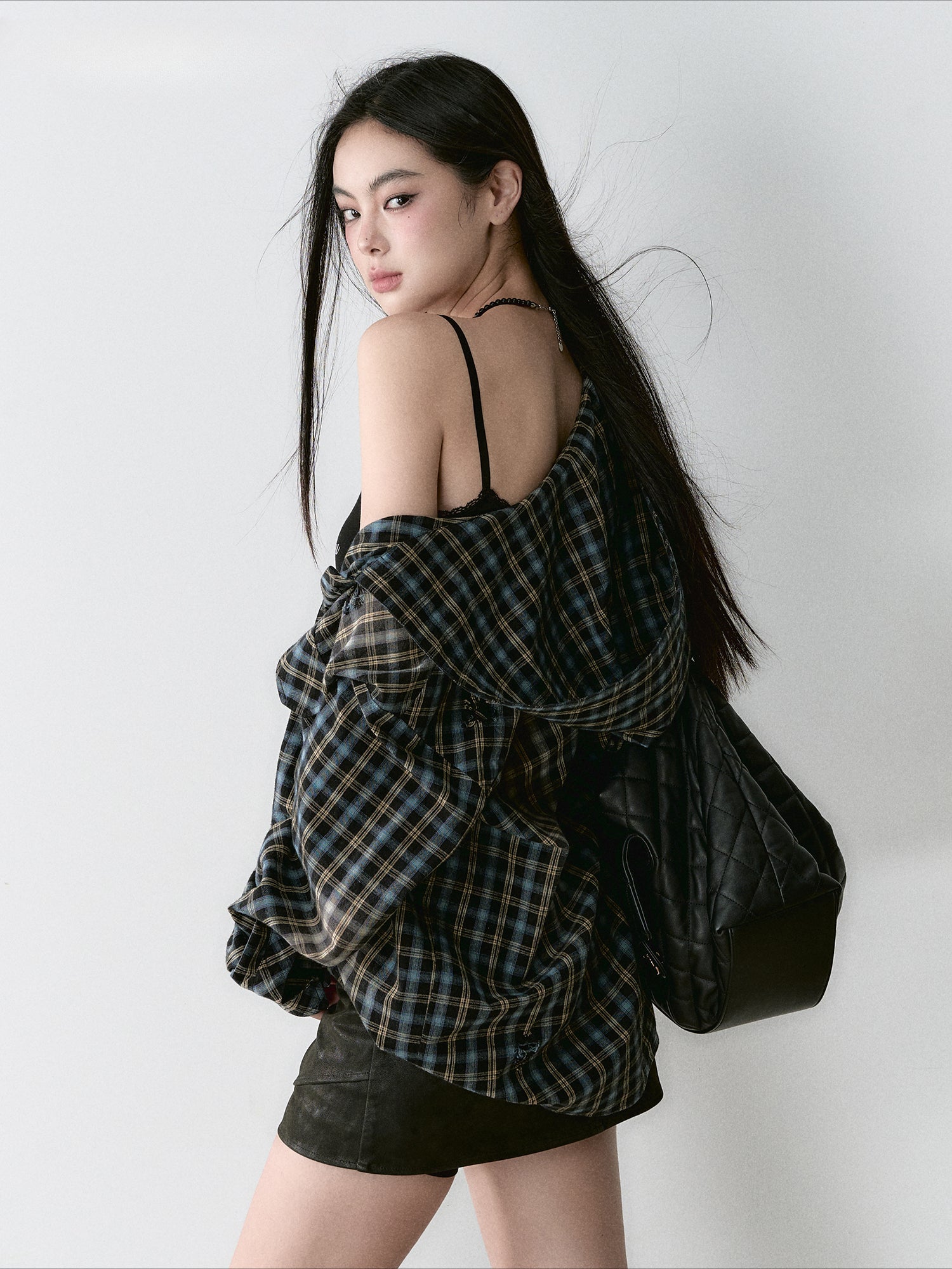 Washed Vintage Plaid Hooded Shirt