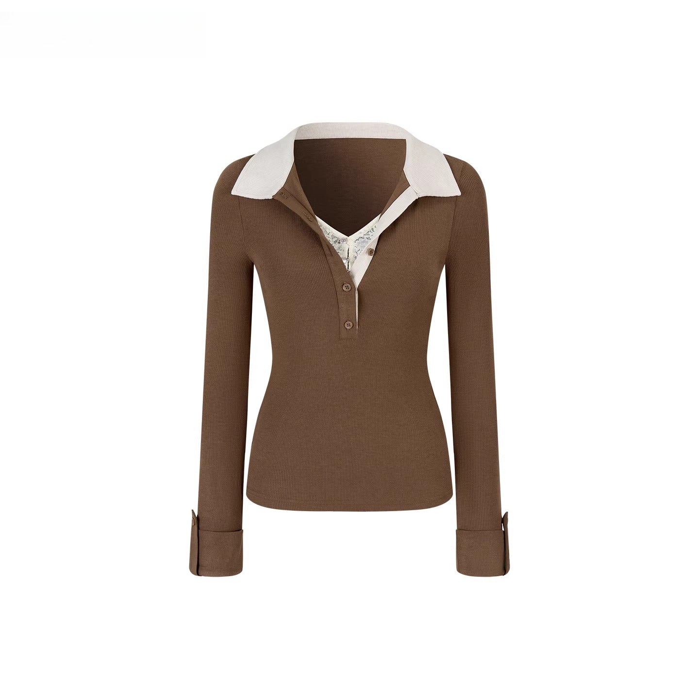 Contrast Collar Wool-Blend Lace Trim Knitwear