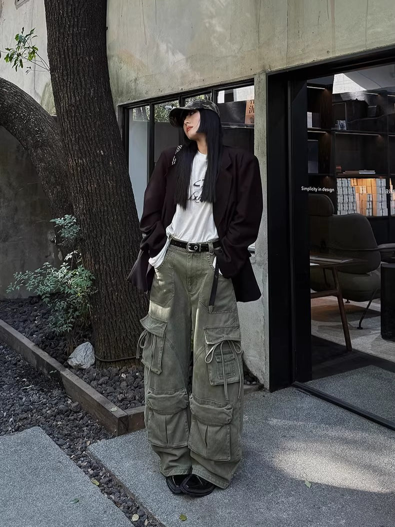 Vintage Washed Fringe-Edge Casual Blazer