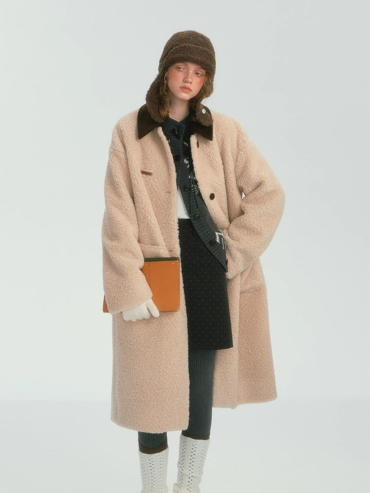 Contrast Collar Sherpa Long Coat