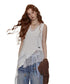 Vintage Lace Trim V-Neck Tank Top - CHINASQUAD