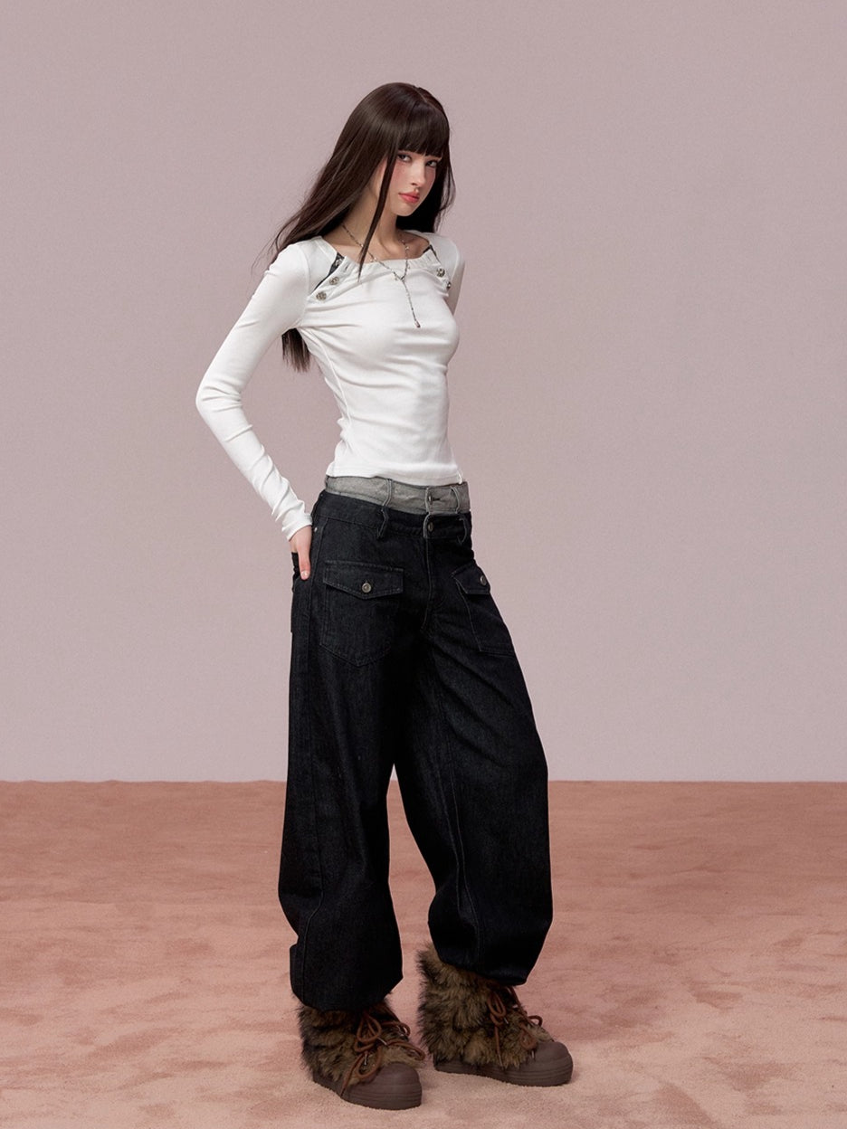 Embellished Fitted Long-Sleeve T-Shirt