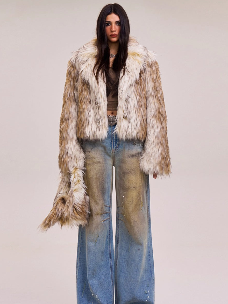 Cross Relic Wilderness Hunter Cropped Faux Fur Jacket