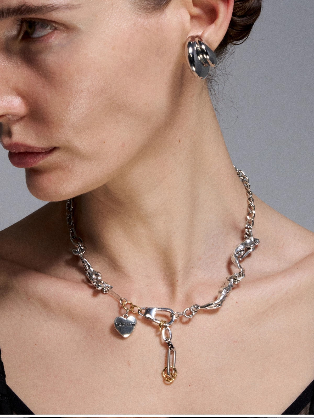 Silver Reconstructed Vintage Mermaid Heart Necklace