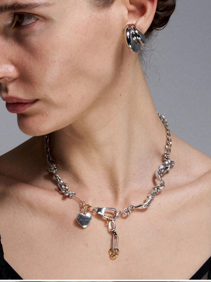 Silver Reconstructed Vintage Mermaid Heart Necklace