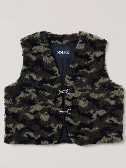 Cross Relic Oversized Faux Fur Vest