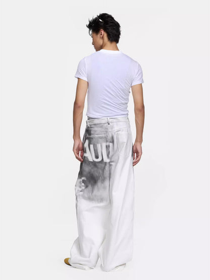 Hand-Spray Graphic Denim Jeans